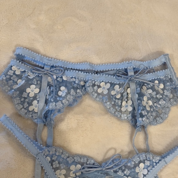 New! GARTER PANTY For Love and Lemons Blue Daisy 2 Piece Set 31342 - Picture 9 of 16